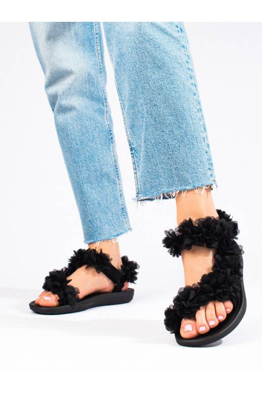 Dámské černé sandále na suchý zip Shelovet s vůní