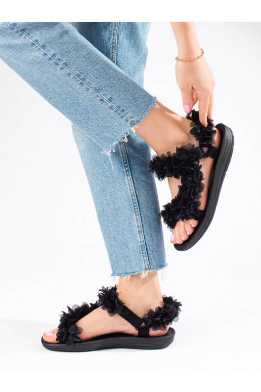 Dámské černé sandále na suchý zip Shelovet s vůní