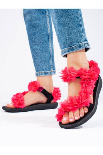 Dámské fuchsiové sandále na suchý zip Shelovet s vůní 2