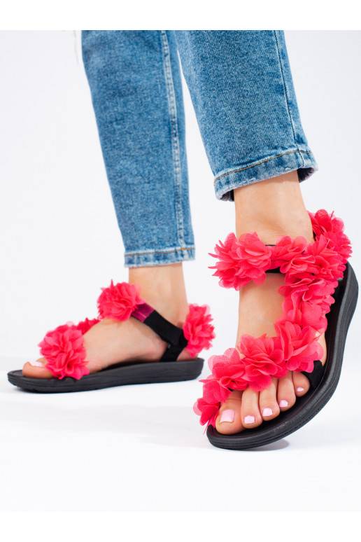 Dámské fuchsiové sandále na suchý zip Shelovet s vůní