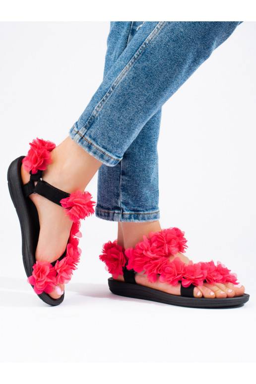 Dámské fuchsiové sandále na suchý zip Shelovet s vůní