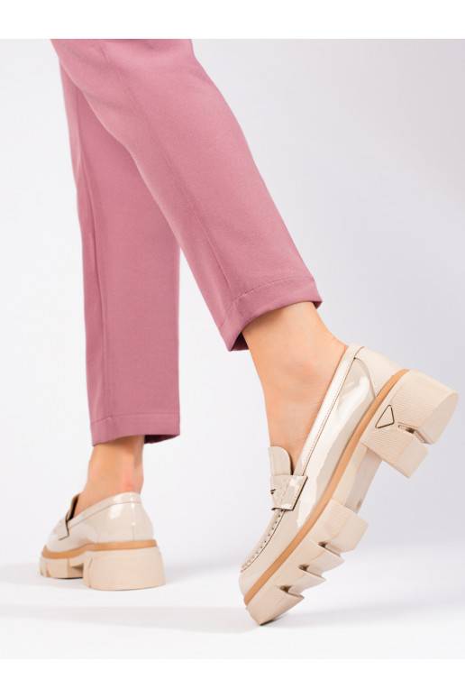 Béžové klasické mokasíny na platformě Shelovet