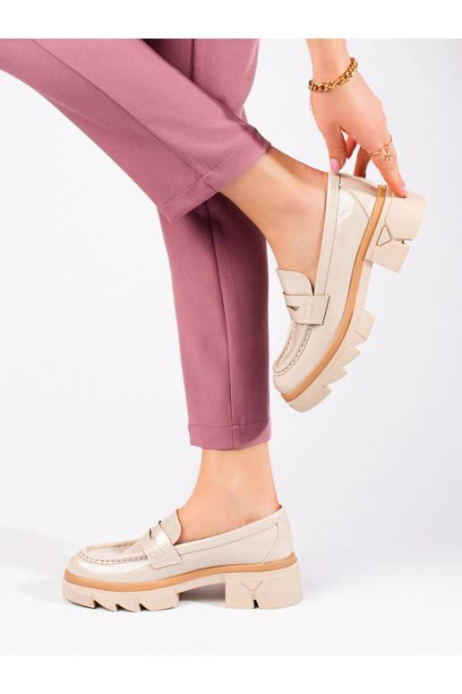 Béžové klasické mokasíny na platformě Shelovet