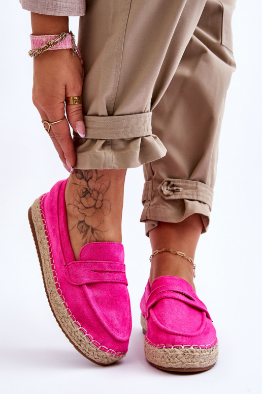 Světlé semišové espadrilky Keyla v růžové barvě