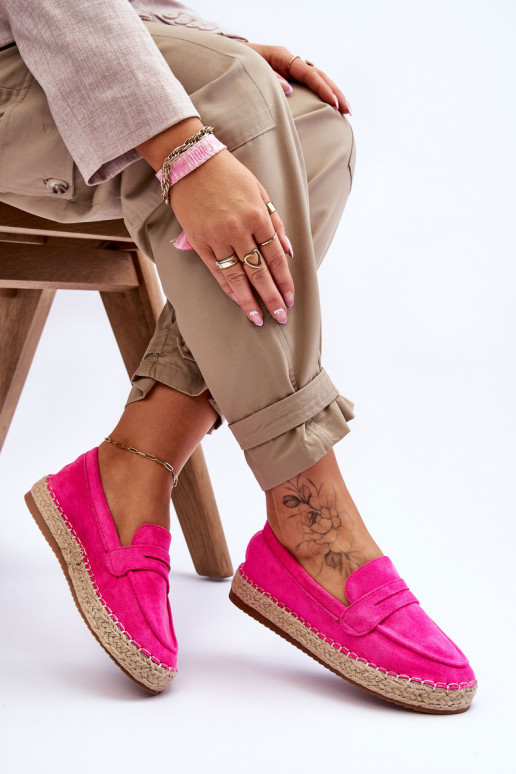 Světlé semišové espadrilky Keyla v růžové barvě