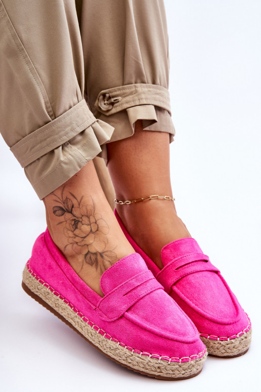 Světlé semišové espadrilky Keyla v růžové barvě
