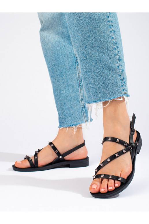 Černé římské sandály s cvočky Potocki