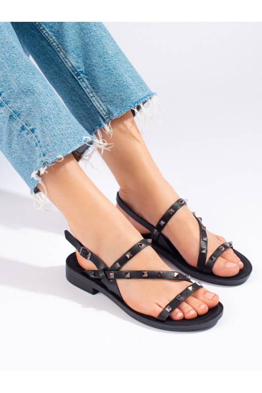 Černé římské sandály s cvočky Potocki