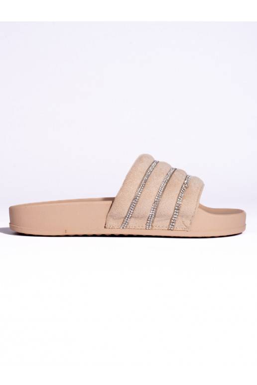 Dámské béžové pantofle s krystalky Shelovet