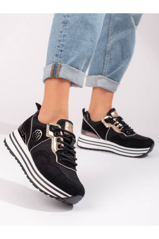 Dámské černé šněrovací boty pro volný...