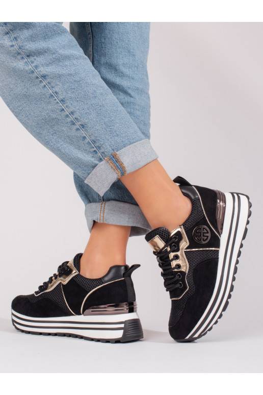 Dámské černé šněrovací boty pro volný...