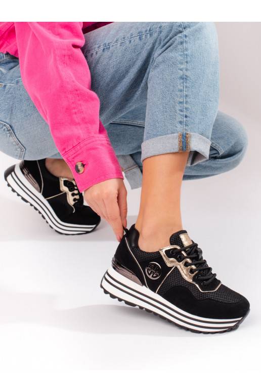 Dámské černé šněrovací boty pro volný...