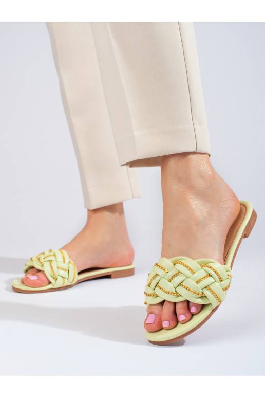  Elegantní limetkové nazouváky pro ženy s řetízkem Shelovet