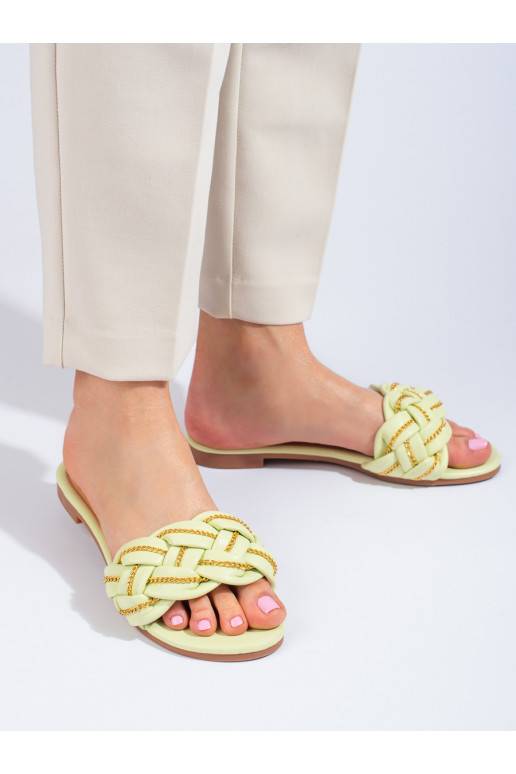  Elegantní limetkové nazouváky pro ženy s řetízkem Shelovet