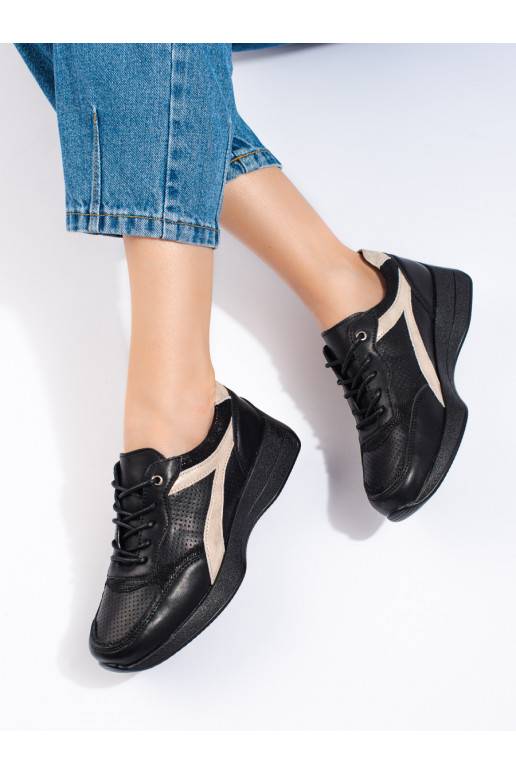 Černé kožené tenisky na platformě Shelovet