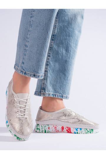 Dámské kožené boty s barevnou platformou Shelovet