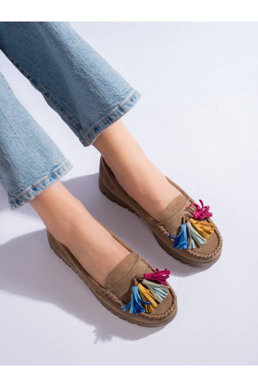 Semišové boho mokasíny se střapci Potocki