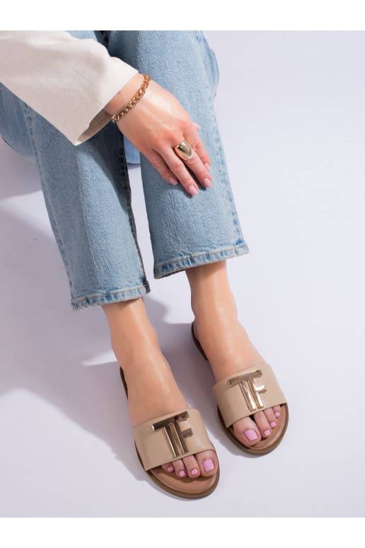 Dámské béžové ploché pantofle Potocki