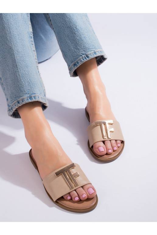 Dámské béžové ploché pantofle Potocki