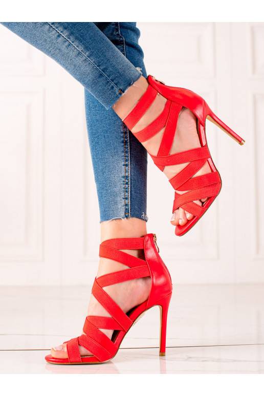 Červené sandálky na podpatku Potocki