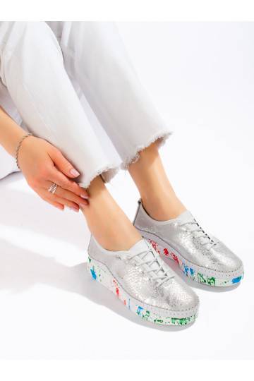 Kožené dámské polobotky s barevnou platformou Shelovet