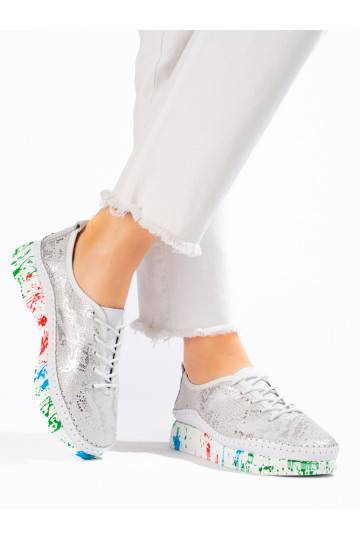 Kožené dámské polobotky s barevnou platformou Shelovet 2