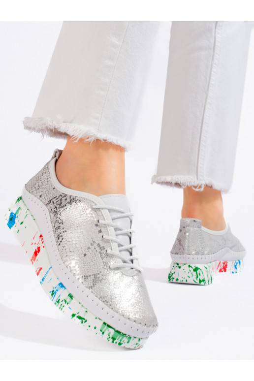 Kožené dámské polobotky s barevnou platformou Shelovet