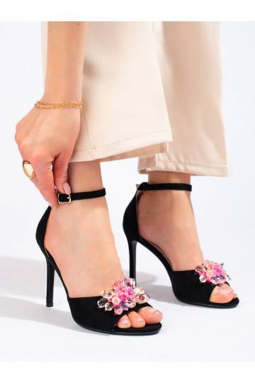 Černé sandály na vysokém podpatku Shelovet