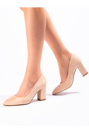 Béžové dámské lodičky na sloupku