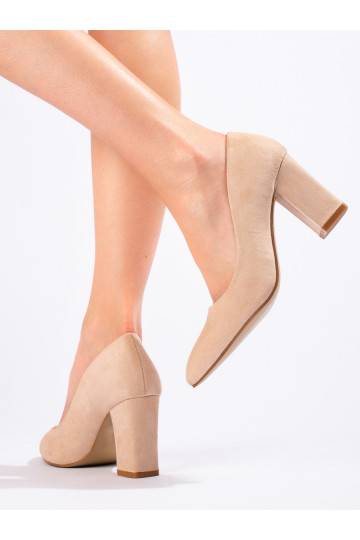 Béžové dámské lodičky na sloupku 2