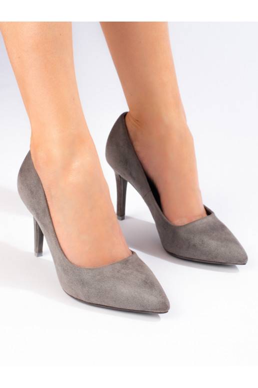 Dámské šedé semišové vysoké lodičky Shelovet