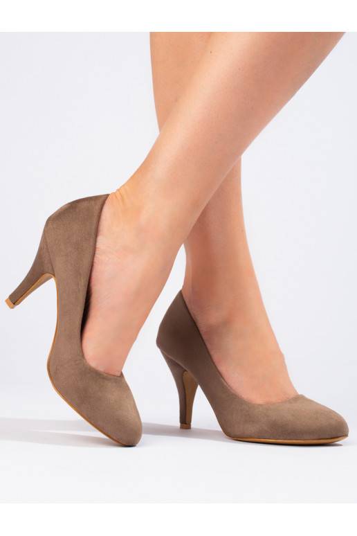 Klasické semišové lodičky na podpatku Shelovet hnědé