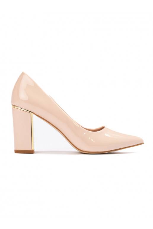 Klasické lakované lodičky na sloupkovém podpatku Shelovet béžové