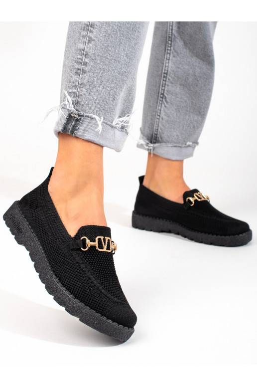 Dámské černé textilní mokasíny Shelovet