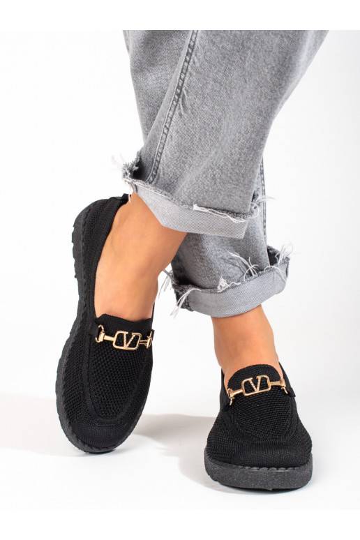 Dámské černé textilní mokasíny Shelovet