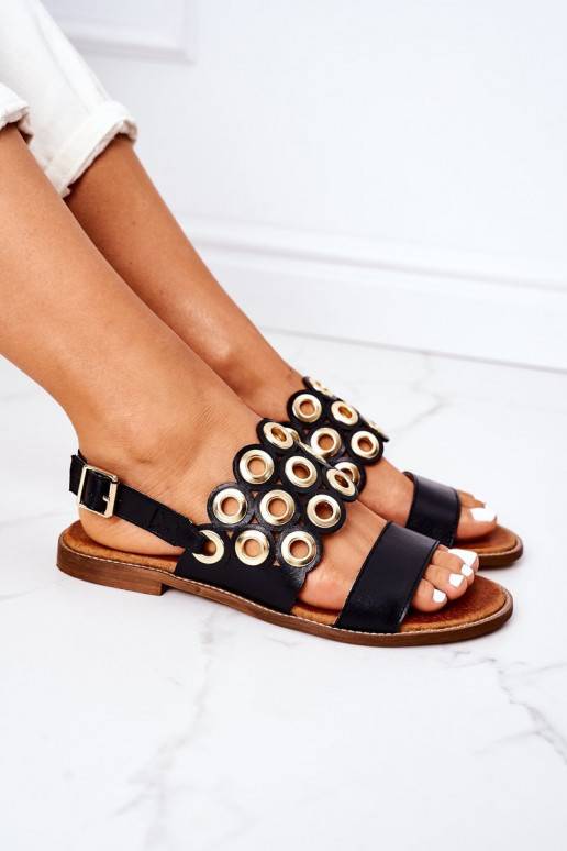 Černé prolamované sandály pro ženy Černé prolamované sandály pro ženy