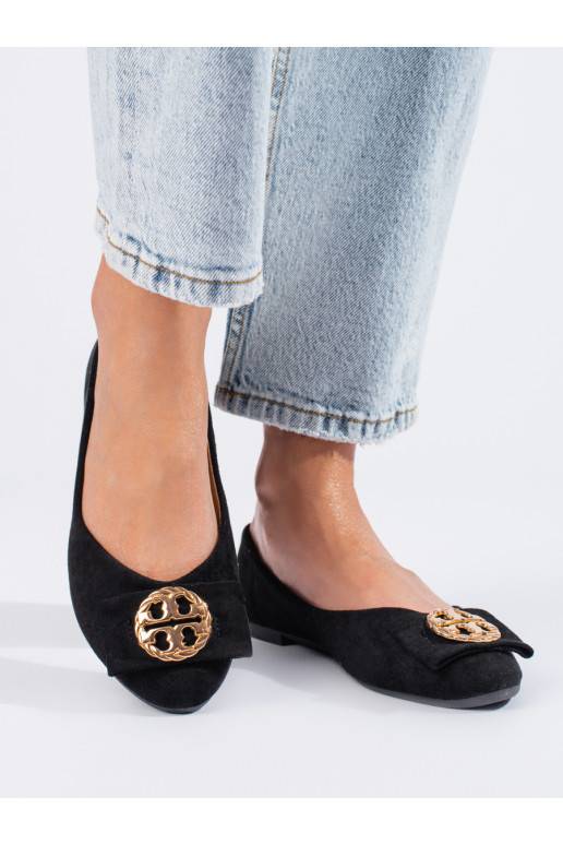 Černé semišové balerínky se zdobením Potocki