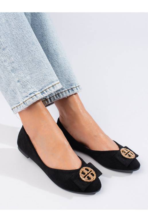 Černé semišové balerínky se zdobením Potocki