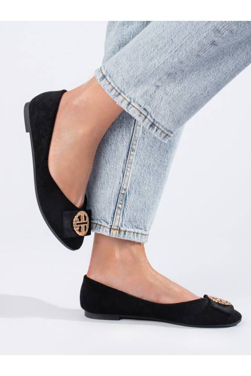 Černé semišové balerínky se zdobením Potocki