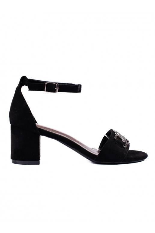 Černé semišové sandály na podpatku Potocki