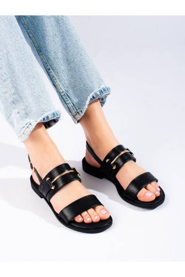 Černé dámské sandály se zlatým zdobením Potocki