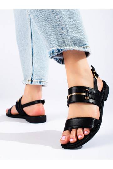 Černé dámské sandály se zlatým zdobením Potocki 2