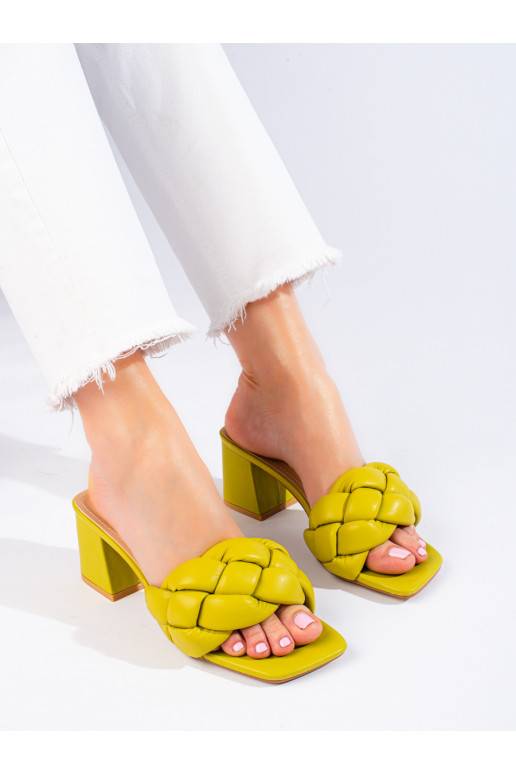 Zelené dámské nazouváky na podpatku Shelovet