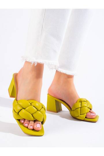 Zelené dámské nazouváky na podpatku Shelovet 2