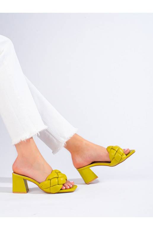 Zelené dámské nazouváky na podpatku Shelovet