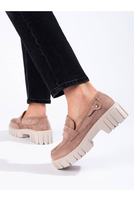 Dámské semišové mokasíny na platformě Shelovet pudrově růžové