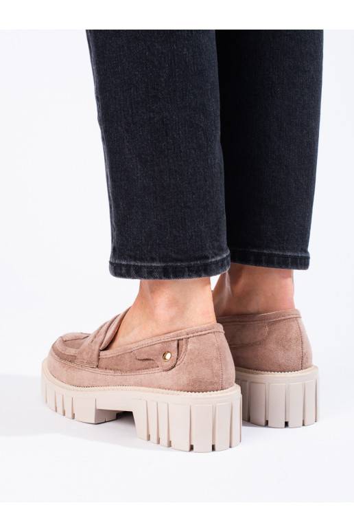 Dámské semišové mokasíny na platformě Shelovet pudrově růžové