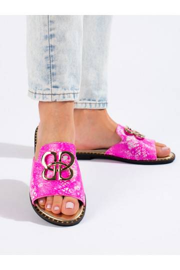 Dámské růžové pantofle se zlatým zdobením Shelovet 2