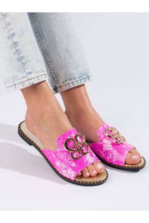 Dámské růžové pantofle se zlatým zdobením Shelovet