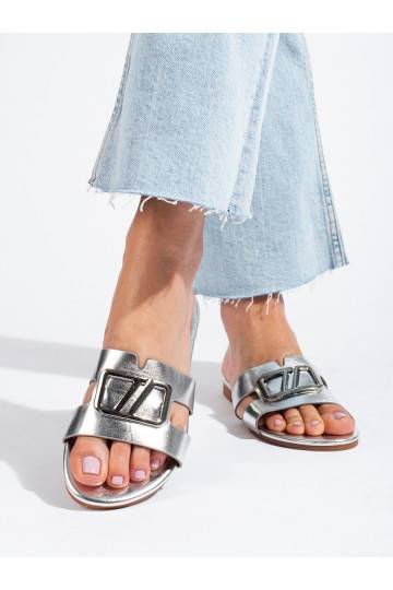 Stříbrné ploché sandály s ozdobou Shelovet